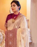 MODERN LICHI SILK JACQUARD WORK SAREE WITH UNSTITCHED BLOUSE FESTIVE WEAR WHOLESALE PRICE ETHNIC GARMENT (2)