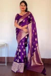 MODERN LICHI SILK JACQUARD WORK SAREE WITH UNSTITCHED BLOUSE FESTIVE WEAR WHOLESALE PRICE ETHNIC GARMENT (1)