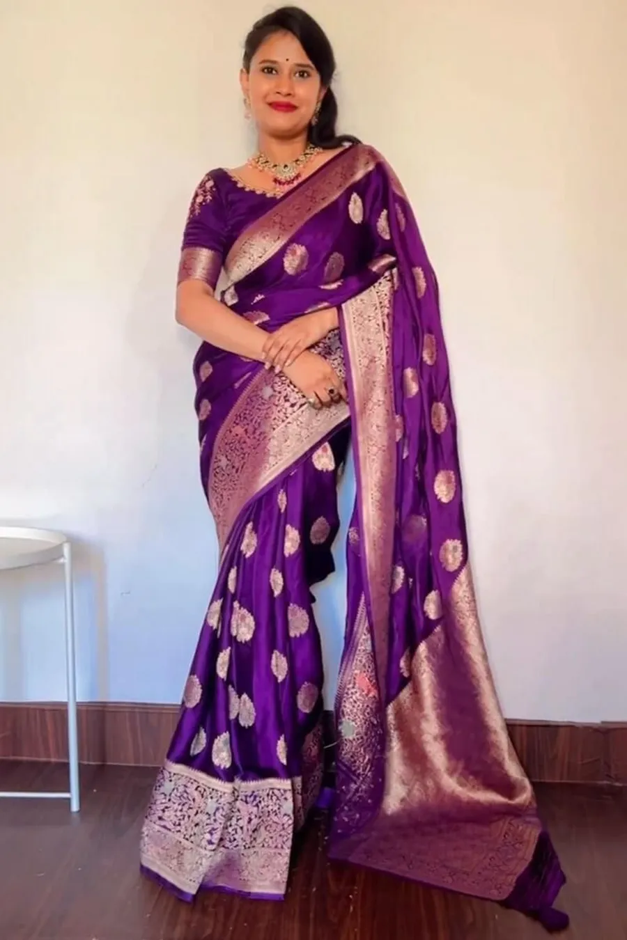 MODERN LICHI SILK JACQUARD WORK SAREE WITH UNSTITCHED BLOUSE FESTIVE WEAR WHOLESALE PRICE ETHNIC GARMENT (6)