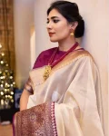 MODERN LICHI SILK JACQUARD WORK SAREE WITH UNSTITCHED BLOUSE FESTIVE WEAR WHOLESALE PRICE ETHNIC GARMENT (2)