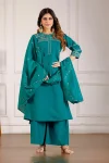 MODERN MANGO SILK MULTI EMBROIDERY THREAD WITH HAND WORK TOP PALAZZO WITH DUPATTA FESTIVE WEAR WHOLESALE PRICE ETHNIC GARMENT (26)