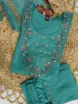 MODERN MARINA SILK MULTI EMBROIDERY THREAD WITH HAND WORK TOP BOTTOM WITH DUPATTA RAMA