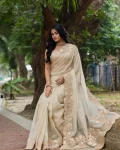 MODERN ORGANZA SILK SEQUENCE EMBROIDERY WORK SAREE WITH UNSTITCHED BLOUSE PARTY WEAR WHOLESALE PRICE ETHNIC GARMENT (3)