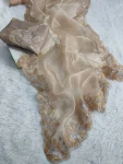 MODERN ORGANZA SILK SEQUENCE EMBROIDERY WORK SAREE WITH UNSTITCHED BLOUSE PARTY WEAR WHOLESALE PRICE ETHNIC GARMENT (3)