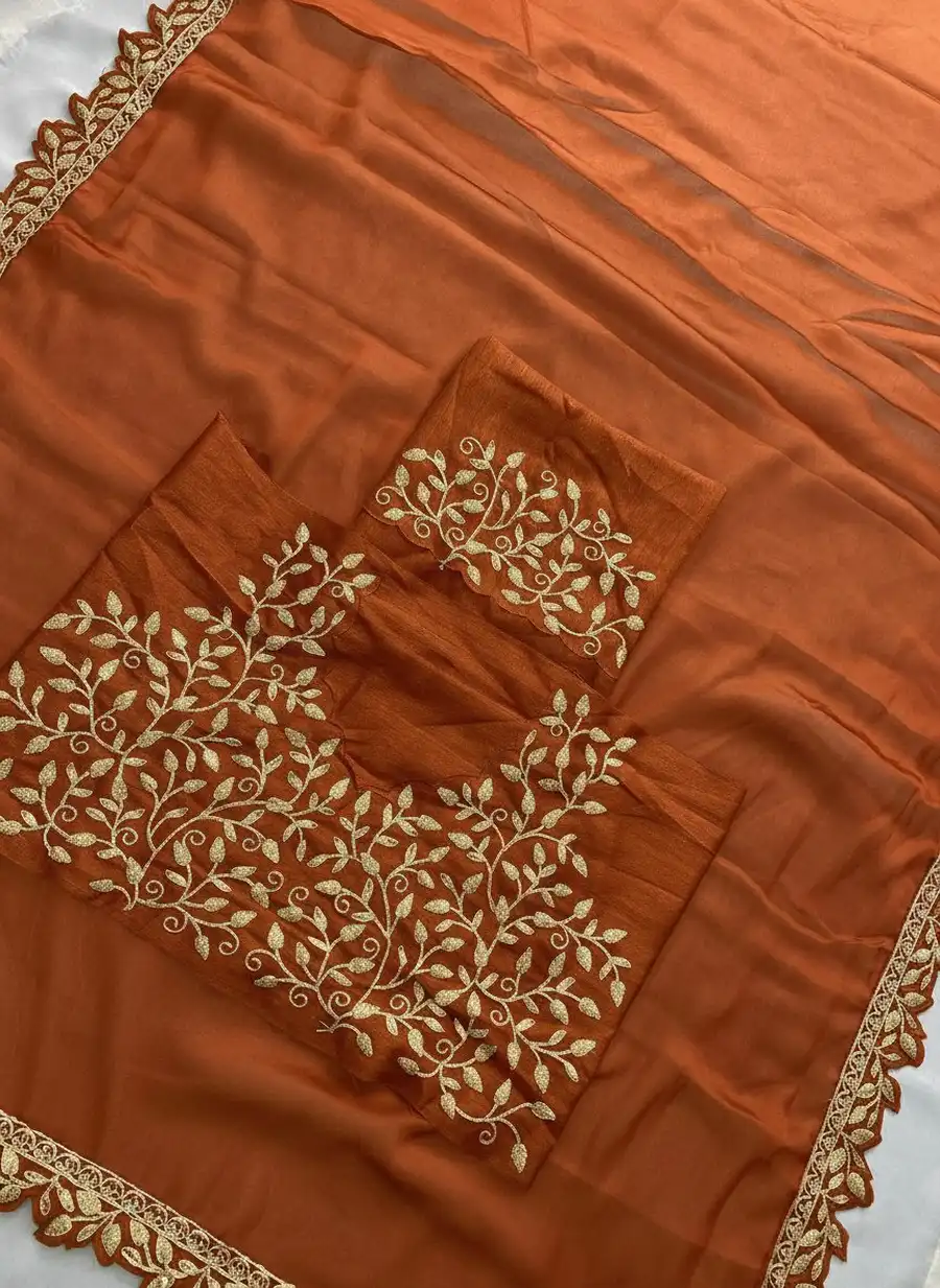MODERN RANGOLI SILK EMBROIDERY CUTWORK WORK LACE BORDER WORK SAREE WITH UNSTITCHED BLOUSE FESTIVE WEAR WHOLESALE PRICE ETHNIC GARMENT (9)