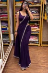 MODERN RANGOLI SILK EMBROIDERY SEQUENCE CODING WORK SAREE WITH BLOUSE AND KOTI PURPLE
