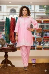 MODERN RAYON CHIKANKARI EMBROIDERY WORK CO-ORD SET BABY PINK