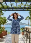MODERN RAYON PRINT WORK ONLY TOP BLUE