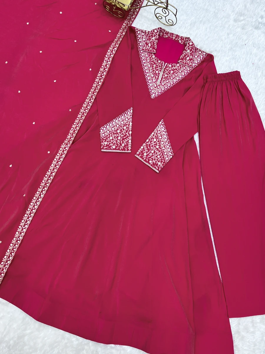 MODERN ROMAN SHIMMER SILK DORI,SEQUENCE AND JARI WORK GOWN BOTTOM WITH DUPATTA FESTIVE WEAR WHOLESALE PRICE ETHNIC GARMENT (3)