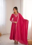 MODERN ROMAN SHIMMER SILK DORI,SEQUENCE AND JARI WORK GOWN BOTTOM WITH DUPATTA FESTIVE WEAR WHOLESALE PRICE ETHNIC GARMENT (6)
