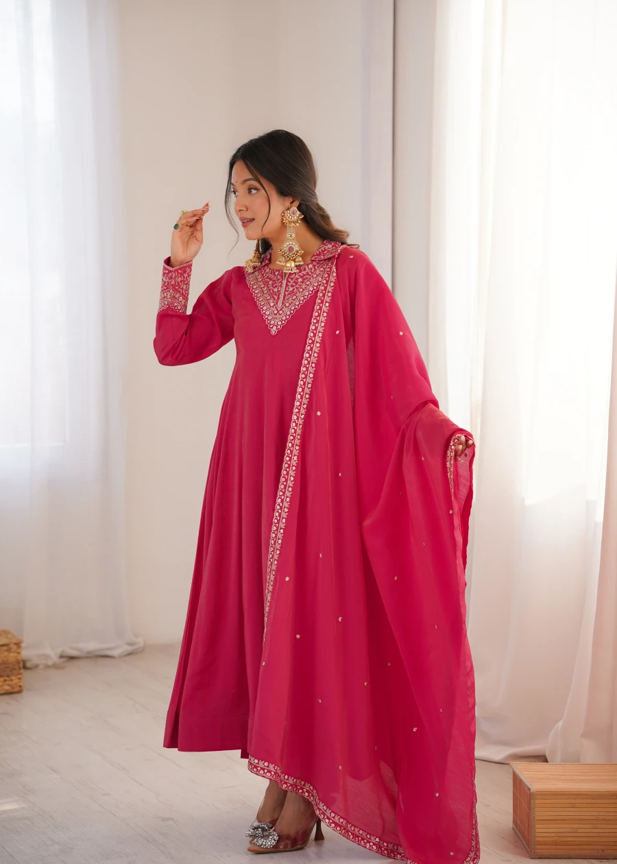 MODERN ROMAN SHIMMER SILK DORI,SEQUENCE AND JARI WORK GOWN BOTTOM WITH DUPATTA FESTIVE WEAR WHOLESALE PRICE ETHNIC GARMENT (7)