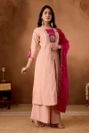 MODERN ROMAN SILK MULTI EMBROIDERY THREAD WITH BEAUTIFUL HAND WORK TOP PALAZZO WITH DUPATTA FESTIVE WEAR WHOLESALE PRICE ETHNIC GARMENT (34)