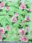 MODERN TABBY SILK FLORAL PRINTS WITH PEARL HANDWORK IN BORDER WORK SAREE WITH UNSTITCHED BLOUSE PISTA