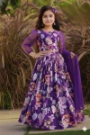 MODERN TWILL COTTON DIGITAL PRINT WORK KID'S LEHENGA CHOLI WITH DUPATTA PURPLE