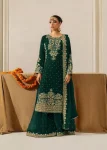 DESIGNER VELVET CODING SEQUENCE WORK AND MOTI WORK TOP PALAZZO WITH DUPATTA GREEN