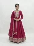 MODERN VICHITRA SILK EMBROIDERY DORI,JARI AND SEQUENCE WORK GOWN WITH DUPATTA RANI