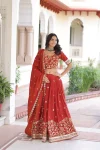 MODERN VICHITRA SILK SEQUENCE & THREAD EMBROIDERED WORK LEHENGA CHOLI WITH DUPATTA FESTIVE WEAR WHOLESALE PRICE ETHNIC GARMENT (10)