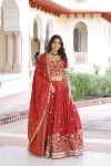 MODERN VICHITRA SILK SEQUENCE & THREAD EMBROIDERED WORK LEHENGA CHOLI WITH DUPATTA FESTIVE WEAR WHOLESALE PRICE ETHNIC GARMENT (10)