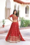 MODERN VICHITRA SILK SEQUENCE & THREAD EMBROIDERED WORK LEHENGA CHOLI WITH DUPATTA FESTIVE WEAR WHOLESALE PRICE ETHNIC GARMENT (10)