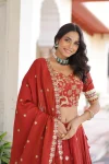 MODERN VICHITRA SILK SEQUENCE & THREAD EMBROIDERED WORK LEHENGA CHOLI WITH DUPATTA FESTIVE WEAR WHOLESALE PRICE ETHNIC GARMENT (10)