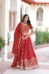 MODERN VICHITRA SILK SEQUENCE & THREAD EMBROIDERED WORK LEHENGA CHOLI WITH DUPATTA FESTIVE WEAR WHOLESALE PRICE ETHNIC GARMENT (10)