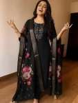 MOST PICKED MAGIC COTTON EMBROIDERY WORK TOP BOTTOM WITH DUPATTA BLACK