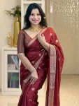 NEW ARRIVAL BANARASI SILK WEAVING & GOLDEN ZARI WORK SAREE WITH UNSTITCHED BLOUSE FESTIVE WEAR WHOLESALE PRICE ETHNIC GARMENT (3)