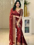 NEW ARRIVAL BANARASI SILK WEAVING & GOLDEN ZARI WORK SAREE WITH UNSTITCHED BLOUSE FESTIVE WEAR WHOLESALE PRICE ETHNIC GARMENT (3)