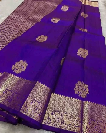 NEW ARRIVAL BANARASI SILK WEAVING WORK SAREE WITH UNSTITCHED BLOUSE PURPLE