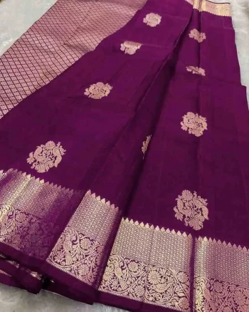 NEW ARRIVAL BANARASI SILK WEAVING WORK SAREE WITH UNSTITCHED BLOUSE WINE