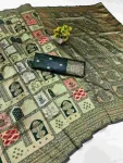 NEW ARRIVAL BANARASI SILK WEAVING WORK SAREE WITH UNSTITCHED BLOUSE GREEN