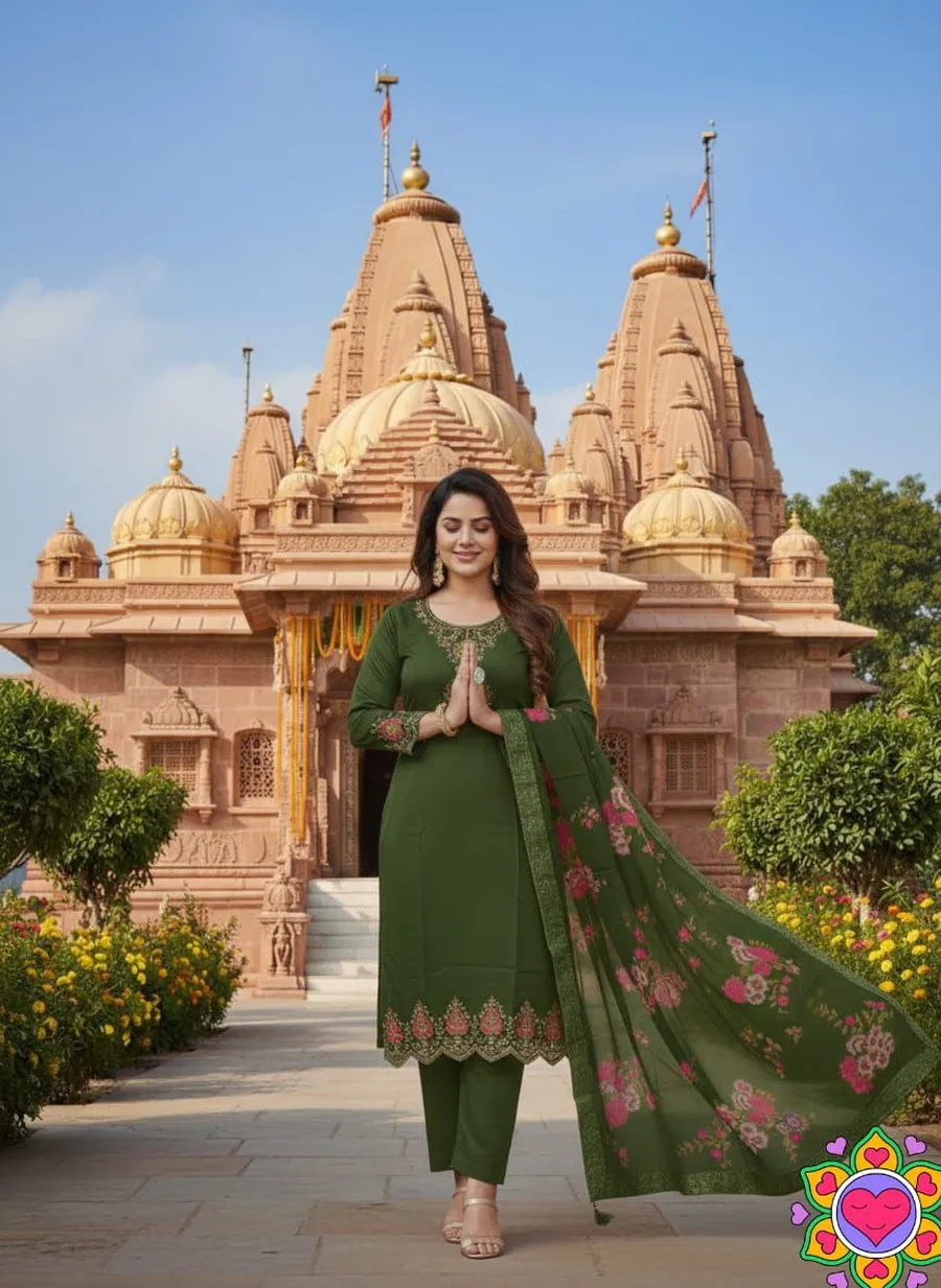 NEW ARRIVAL CHANDERI EMBROIDERY WORK TOP BOTTOM WITH DUPATTA FESTIVE WEAR WHOLESALE PRICE ETHNIC GARMENT (6)