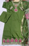 NEW ARRIVAL CHANDERI EMBROIDERY WORK TOP BOTTOM WITH DUPATTA FESTIVE WEAR WHOLESALE PRICE ETHNIC GARMENT (7)
