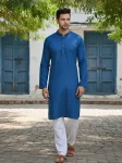 NEW ARRIVAL COTTON PLAIN MEN'S KURTA PAYJAMA BLUE
