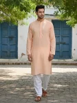 NEW ARRIVAL COTTON PLAIN MEN'S KURTA PAYJAMA PEACH