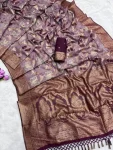 NEW ARRIVAL COTTON SPUN JAQUARD ZARI WEAVING SAREE WITH TASSEL WORK SAREE WITH UNSTITCHED BLOUSE WINE