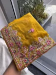 NEW ARRIVAL FENDY CHIFFON SILK EMBROIDERY CUTWORK WORK LACE BORDER WORK SAREE WITH UNSTITCHED BLOUSE WEDDING WEAR WHOLESALE PRICE ETHNIC GARMENT (18)