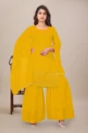 NEW ARRIVAL GEORGETTE SEQUENCE WORK TOP SHARARA WITH DUPATTA YELLOW