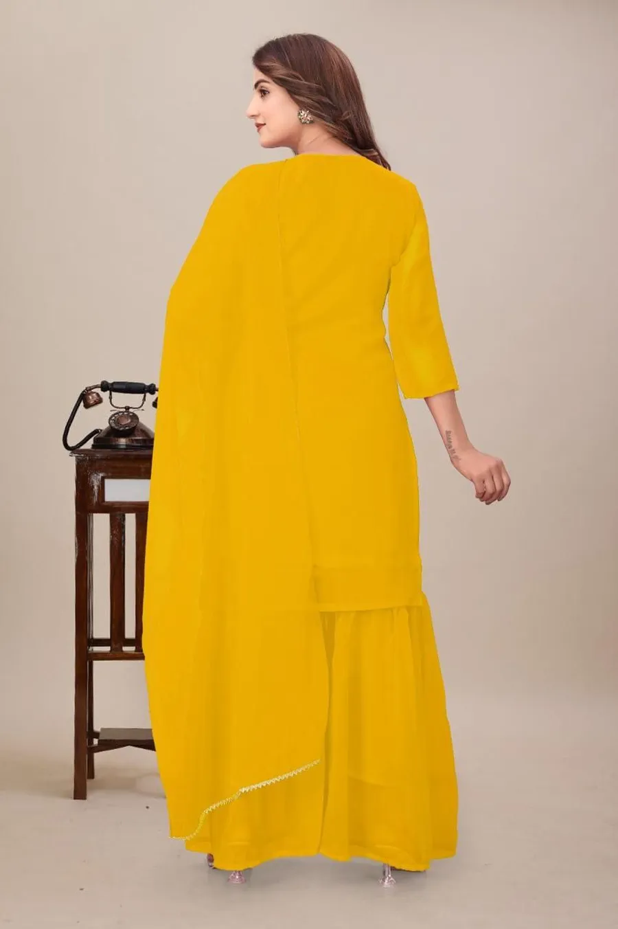 NEW ARRIVAL GEORGETTE SEQUENCE WORK TOP SHARARA WITH DUPATTA FESTIVE WEAR WHOLESALE PRICE ETHNIC GARMENT (31)