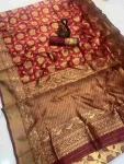 NEW ARRIVAL LICHI SILK BANARASI WEAVING WORK SAREE WITH UNSTITCHED BLOUSE MAROON