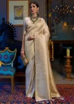 NEW ARRIVAL LICHI SILK JACQUARD WORK SAREE WITH UNSTITCHED BLOUSE GOLD