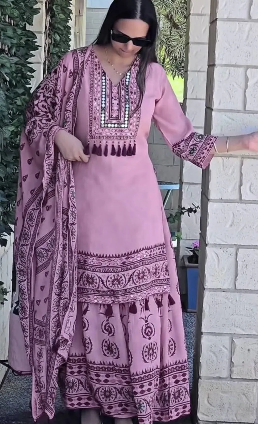NEW ARRIVAL MUSLIN DIGITAL PRINT WITH LATKAN AND REAL MIRROR WORK TOP PALAZZO WITH DUPATTA FESTIVE WEAR WHOLESALE PRICE ETHNIC GARMENT (2)