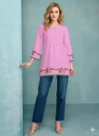NEW ARRIVAL RAYON EMBROIDERY WORK ONLY TOP BABY PINK