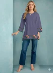 NEW ARRIVAL RAYON EMBROIDERY WORK ONLY TOP GREY