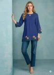 NEW ARRIVAL RAYON EMBROIDERY WORK ONLY TOP BLUE