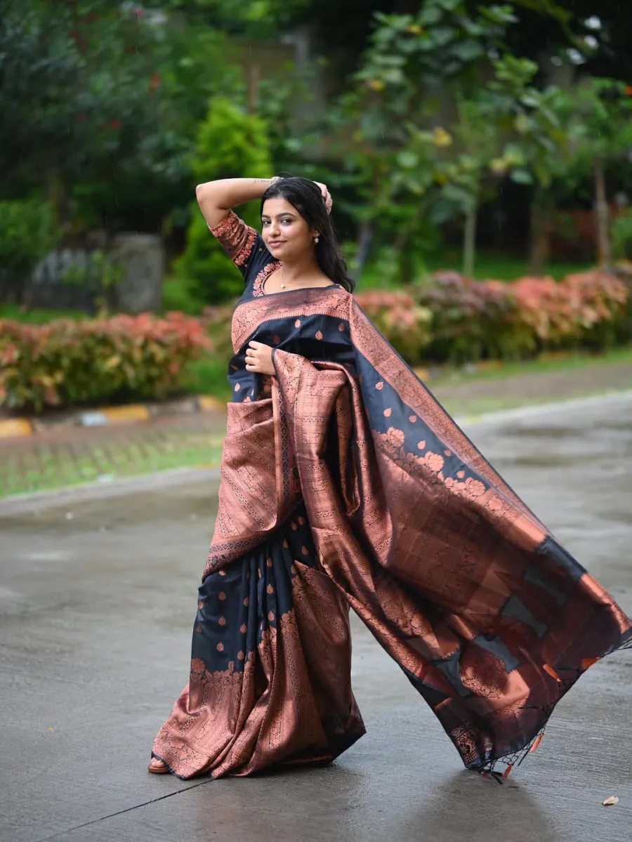 RICH LOOK BANARASI SILK WEAVING WORK SAREE WITH UNSTITCHED BLOUSE FESTIVE WEAR WHOLESALE PRICE ETHNIC GARMENT (12)