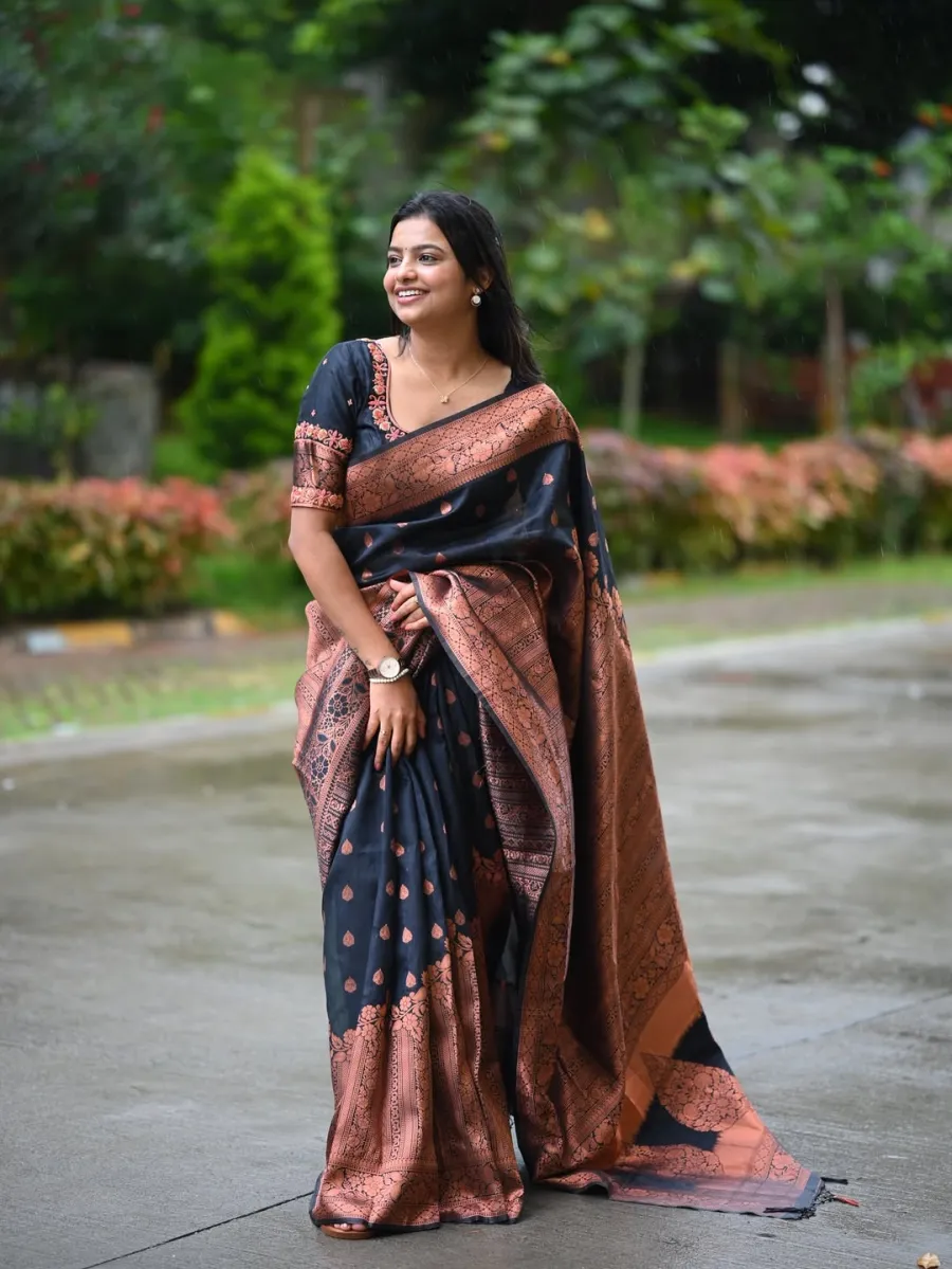 RICH LOOK BANARASI SILK WEAVING WORK SAREE WITH UNSTITCHED BLOUSE FESTIVE WEAR WHOLESALE PRICE ETHNIC GARMENT (15)