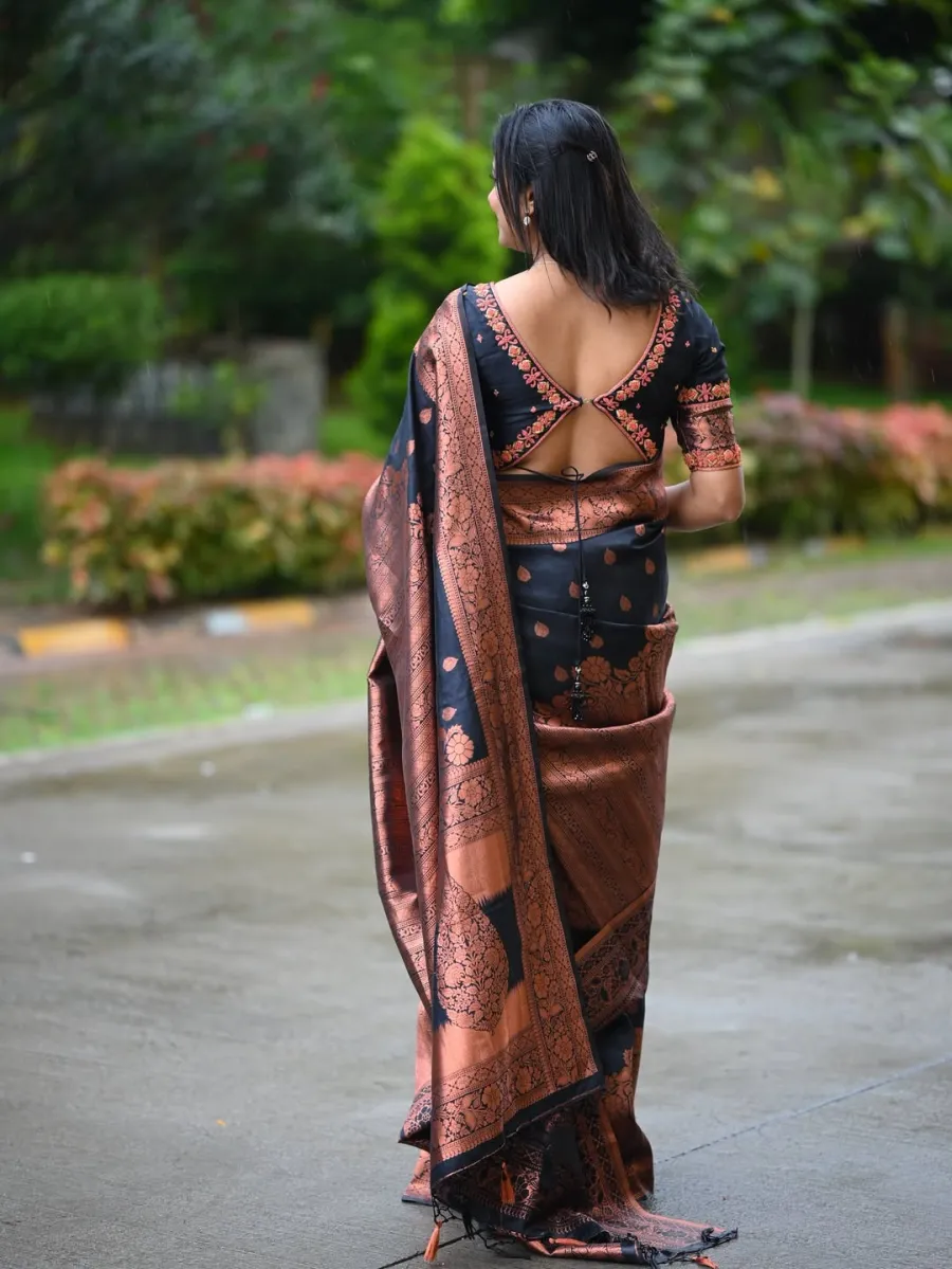 RICH LOOK BANARASI SILK WEAVING WORK SAREE WITH UNSTITCHED BLOUSE FESTIVE WEAR WHOLESALE PRICE ETHNIC GARMENT (16)