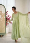 RICH LOOK BLOOMING FAUX EMBROIDERY RAINBOW SEQUENCE WITH MOTI WORK GOWN BOTTOM WITH DUPATTA PISTA