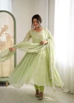 RICH LOOK BLOOMING FAUX EMBROIDERY RAINBOW SEQUENCE WITH MOTI WORK GOWN BOTTOM WITH DUPATTA WEDDING WEAR WHOLESALE PRICE ETHNIC GARMENT (4)
